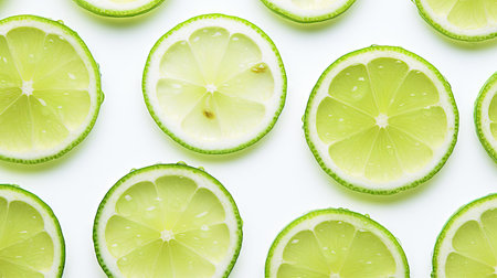 Fresh lime slices on whiteの素材