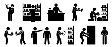 Supermarket icons set. Simple set of supermarket vector icons for web design on white backgroundのイラスト素材
