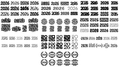 2021 New Year's card. Set of black and white numbers.