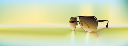 Retro sunglasses rendered using gradient meshes and regular gradients. Cool diffused light ambiance with inviting greens and blue shades. のイラスト素材