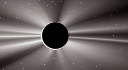 beautiful solar eclipse, seen from space with lots of sparkling stars in the background