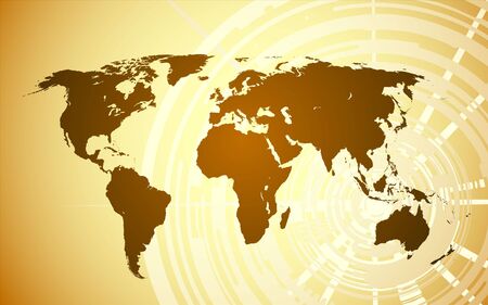 world map with a techno abstract backgroundのイラスト素材
