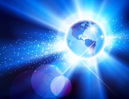 Globe burst background showing North America and South Americaのイラスト素材