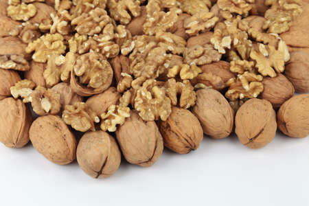 Walnuts isolated on white background.