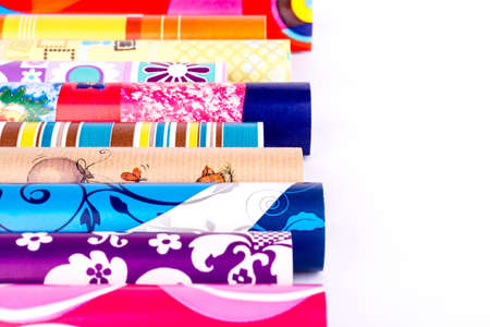 Rolls of colored wrapping paper.の写真素材