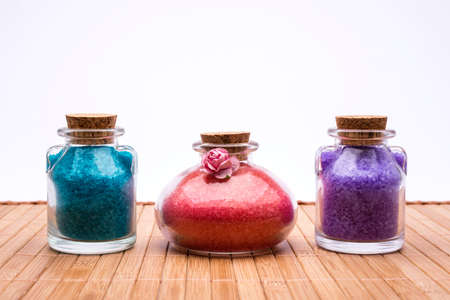 Background with bath salts - beauty treatment.の写真素材