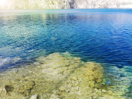 turquoise water and limestone