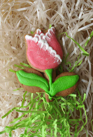 Delicious Easter cookies, cake as the tulip with sugar icing