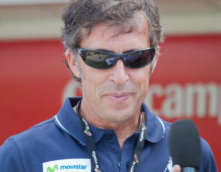 Pedro Perico Delgado comments the Vuelta a España 2012 on the spanish televisionのeditorial素材