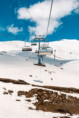 The gondola lift on the ski resort of Gudauri , Georgia
