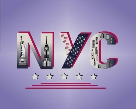 New York City Typography Design with Building Lettersのイラスト素材