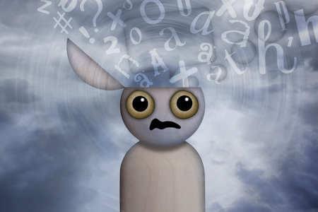 Mental health - voices emerging from the mind creating mental chaos, confusion, and fear.の写真素材