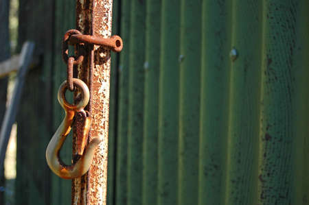 rusty fence at an abandoned farmの写真素材