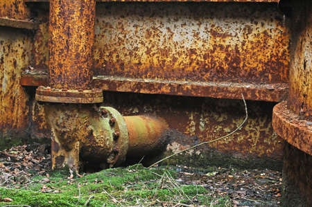 Rusted pipes in an abandoned prisonの写真素材