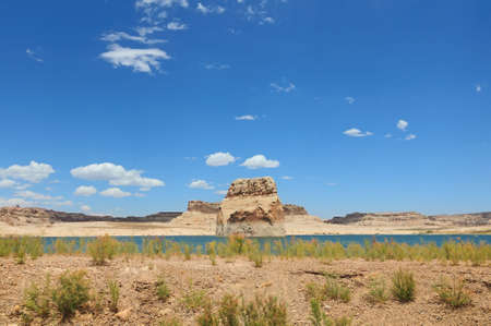 Lone Rock, Lake Powell, Arizonaの写真素材