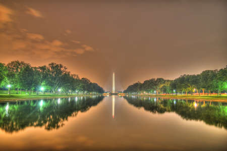 Washington Monument from the reflecting pool HDR, Washington, dcの写真素材