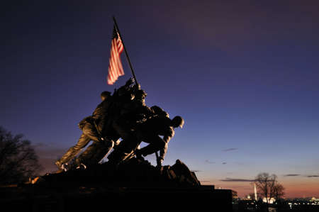 Iwo Jima Memorial at sunrise, Arlington, VA