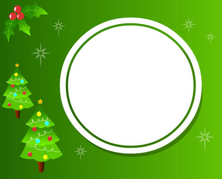 Christmas card vector with white round frame Christmas greetingのイラスト素材