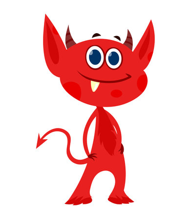 Red monster cartoon symbol of evil vector isolated on white abckgroundのイラスト素材