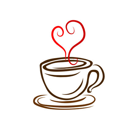 Doodle Coffee Heart Love logo icon vectorのイラスト素材