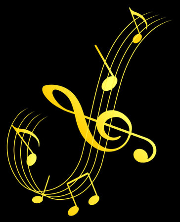 Golden Musical Notes Vector Illustrationのイラスト素材