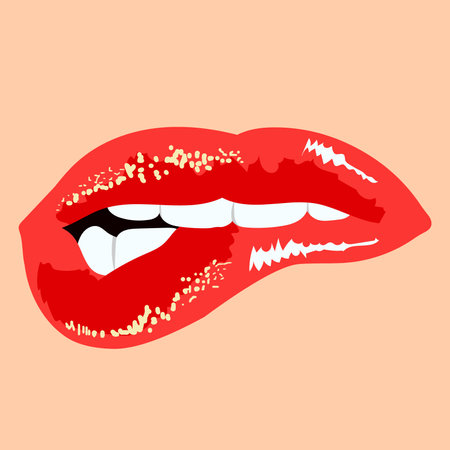 Vector Woman Biting Lips Popart Illustration stock illustrationのイラスト素材
