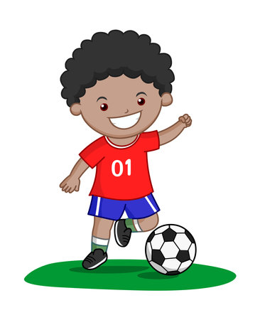 Football Playing Boy stock illustrationのイラスト素材