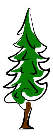 Christmas tree, detailed hand drawn vector illustration stock illustrationのイラスト素材