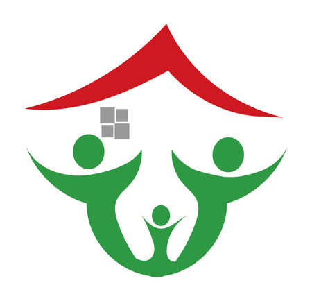 Happy Family and House and Heart Logo Vector illustrationsのイラスト素材
