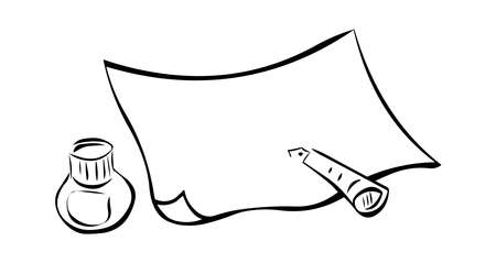 paper , pen and ink vector line illustrationのイラスト素材