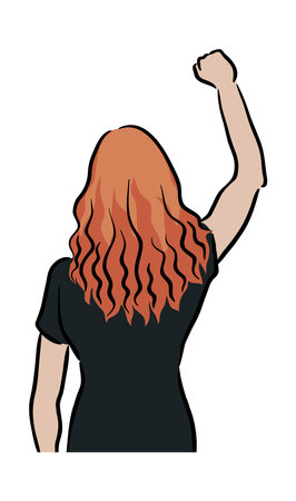 Arms of young girl raised up in the air, happy celebration and support stock illustration vectorのイラスト素材