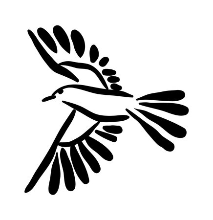 Flying Bird Lineart Illustration vectorのイラスト素材