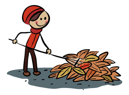 Raking Leaves stock illustration vectorのイラスト素材
