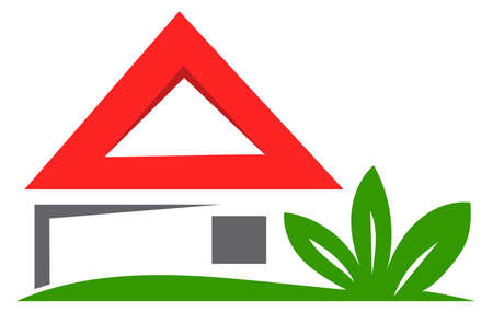 Eco-friendly house with leaf , home improvement and sustainable development concept vectorのイラスト素材