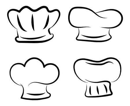 Different styles of Chef Hat line art vector illustrationのイラスト素材