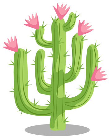 Cactus Desert Plant stock illustration with flowers isolated in white backgroundのイラスト素材