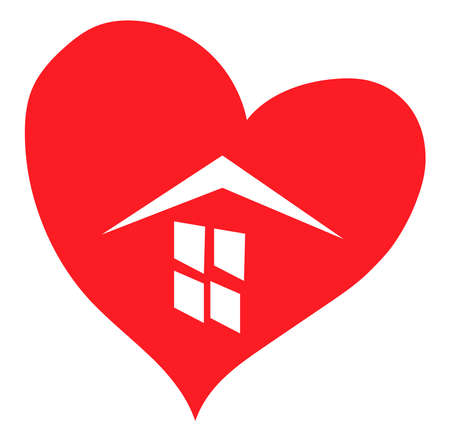 Lovely Home inside Heart logo vector illustration isolated in white backgroundのイラスト素材