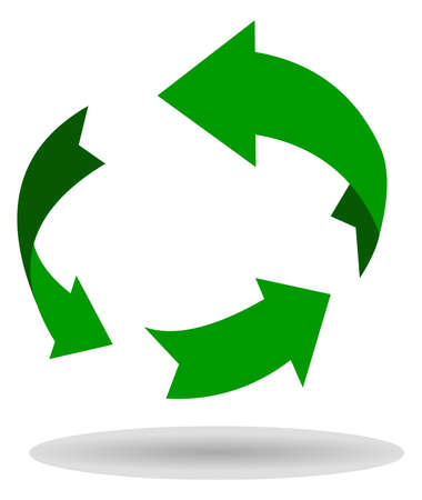 Recycled green symbol isolated on white background.のイラスト素材