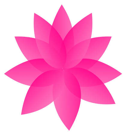 Lotus flower, logo, sign. Vector flat flower icon. Minimalistic image on an isolated backgroundのイラスト素材