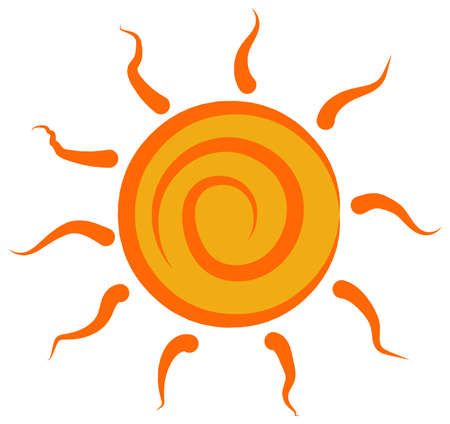 Sun doodle Vector illustration isolated in white backgroundのイラスト素材
