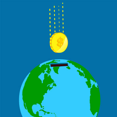 Investment illustration Dollar coin and earth vector illustartionのイラスト素材