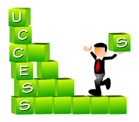 Success strategy  Business man towards success illustration in white backgroundのイラスト素材