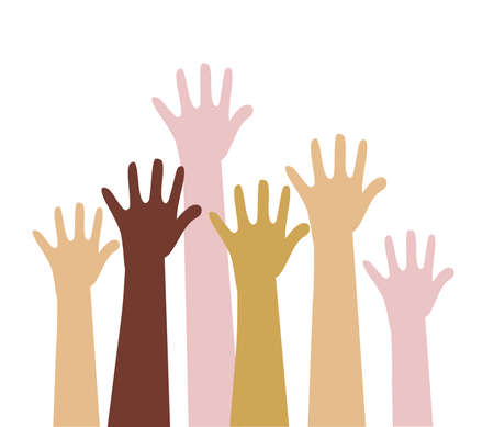 Diversity hands vector illustration isolated on white backgroundのイラスト素材