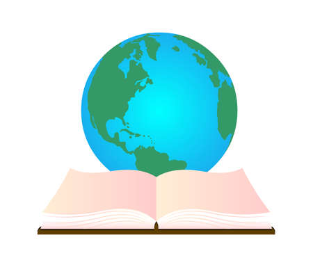 Open book and globe World Education Logo icon vector isolatedのイラスト素材