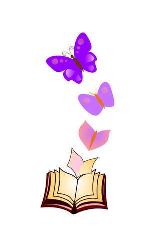 Education freedom books and butterflies vector isolated on white backgroundのイラスト素材