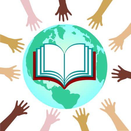 Global education icon logo Diversity hands vector illustrationのイラスト素材