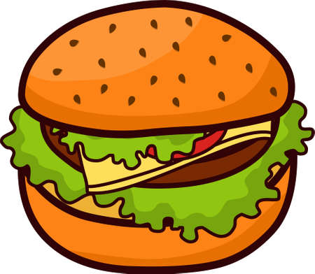 Burger illustration icon vector isolated on white backgroundのイラスト素材