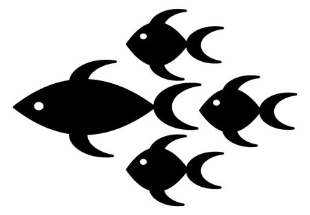 Fish silhouette vector isolated on white backgroundのイラスト素材
