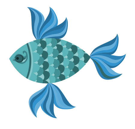 Decorated fish illustration vector isolated on white backgroundのイラスト素材