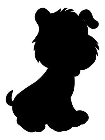 Cartoon dog sitting silhouettes black isolated on white backgroundのイラスト素材
